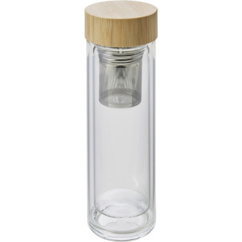 Glass & bamboo bottle with tea infuser 420ml