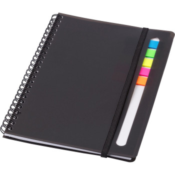 Notebook with sticky notes