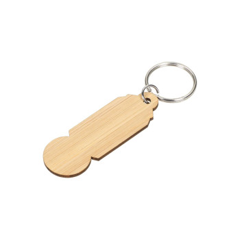 Bamboo Shopping Trolley Coin Keyring