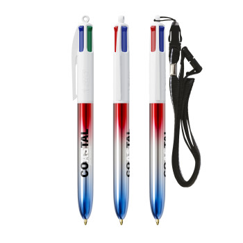 BIC 4 Colours Flags Collection Pen & Lanyard Screen Printing