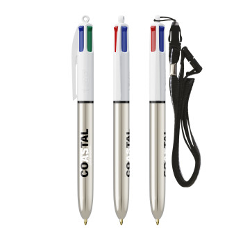 BIC 4 Colours Shine Ballpen + Lanyard Laser Engraving 360