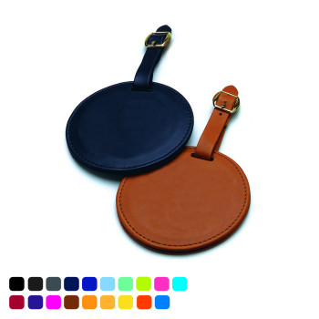 Round Bag Tag In Soft Touch Vegan Torino PU