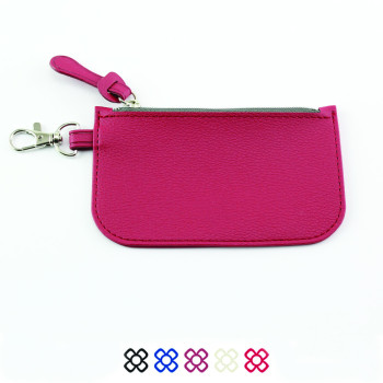 Mini Zipped Pouch With Bag Clip In Recycled Como Vegan PU