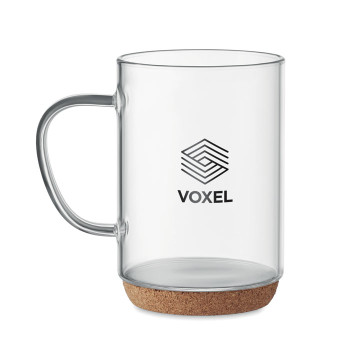 Glass Mug 400ml With Cork Base