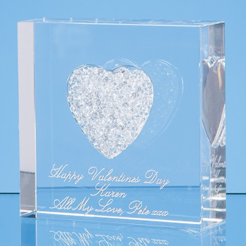 7.5cm White Diamante Heart Paperweight