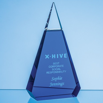 20.5cm Cobalt Blue & Clear Optical Crystal Prism Award