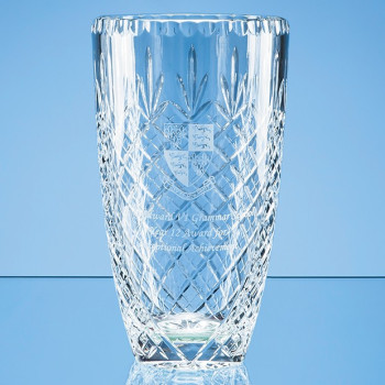 25cm Lead Crystal Panelled Barrel Vase