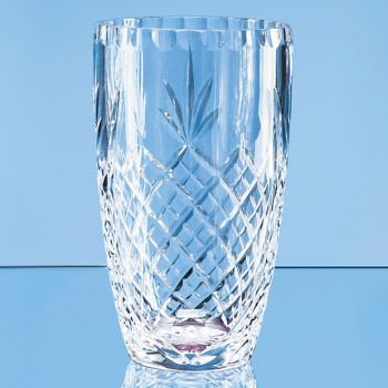 19cm Lead Crystal Panelled Barrel Vase