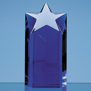 18cm Sapphire Blue Optic Star Column Award