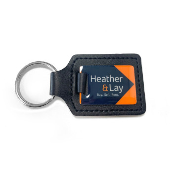 Leather Fob Enamelled Keyring