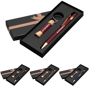 Prince Softy Rose Gold Pen & Torch Gift Set Ribbon Box