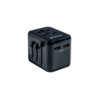 Verbatim 2-Port USB-A Universal Travel Adapter