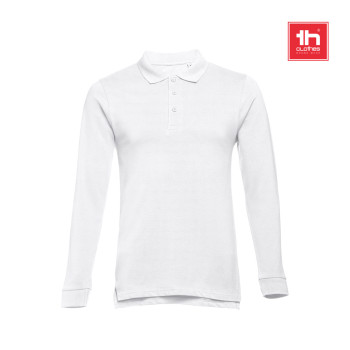 Bern Men's Long-Sleeved 100% Cotton Piqué Polo Shirt  White