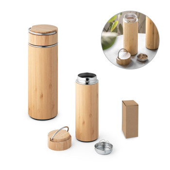 Bamboo & Stainless Steel Thermos 440ml