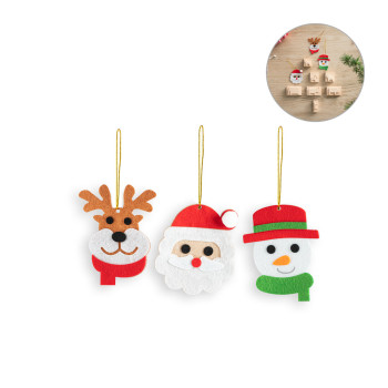 Set Of 3 Felt Christmas Ornaments