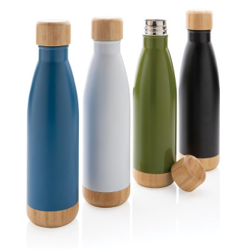 Vacuum Stainless Steel Bottle With Bamboo Lid And Bottom 520ml