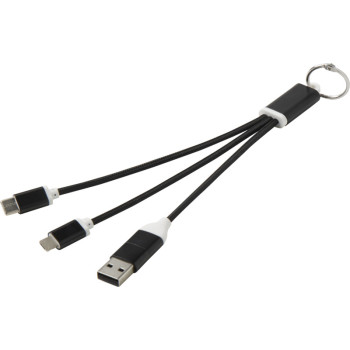 Metal 4-in-1 Recycled Aluminium Charging Cable With Keychain