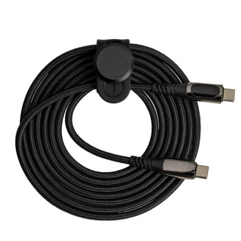 USB-C Cable With Display and Cable Tie Black 100W