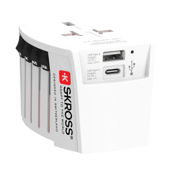 SKROSS World Travel Adapter MUV 2-Pole With USB A & C