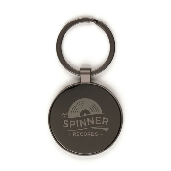 Circular Gun Metal Keyring