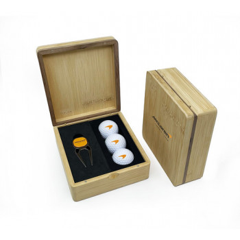 Mini Hinged Magnetic Bamboo Quatro Golf Presentation Box