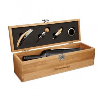 Wine Set In Bamboo Box