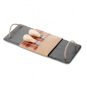 Slate cheeseboard with 2 kniv