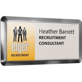 Personalised metal framed name badges