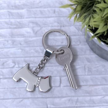 Scotty Dog Keyring with Crystal Collar