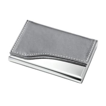 Swoop Business Card Case - Chrome and Grey PU