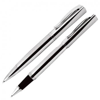 Facet Ballpoint & Rollerball Set - Chrome - in Chrome Box